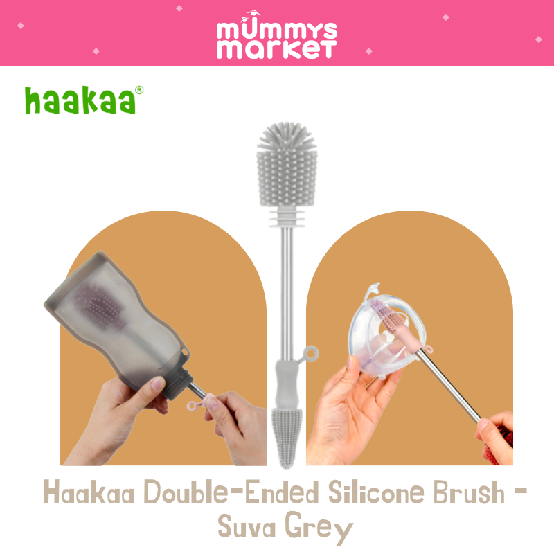 Haakaa Double-Ended Silicone Brush - Suva Grey